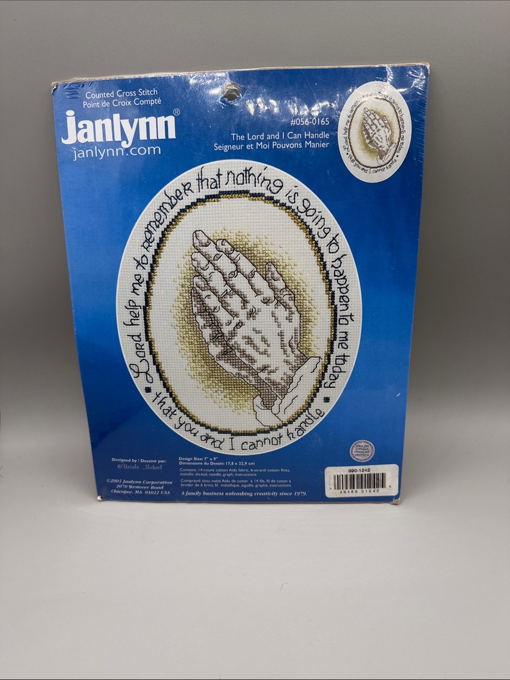 Janlynn The Lord and I Can Handle Praying Hands 2003 Cross Stitch Kit NIP